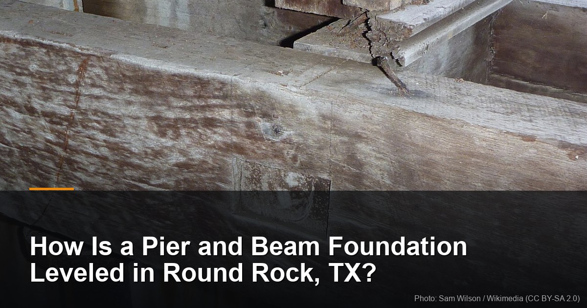 How Is a Pier and Beam Foundation Leveled in Round Rock, TX? 1 Wooden floor beam with mortise-and-tenon joint under a house