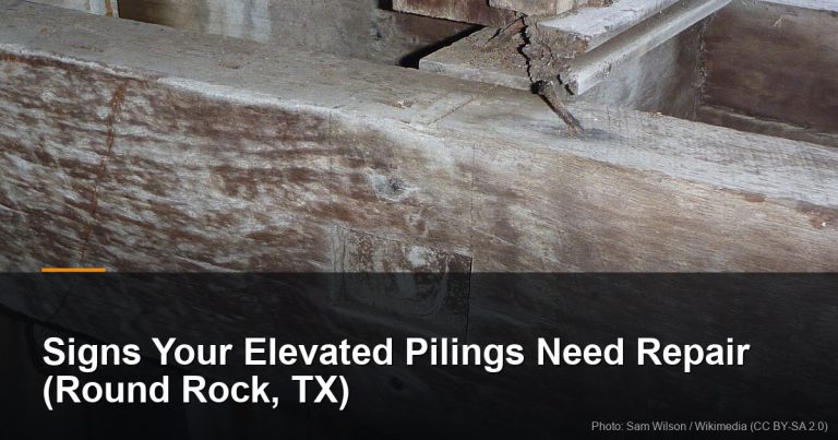 Foundation Repair Blog 11 Wooden floor beam with mortise-and-tenon joint under a house — Round Rock, TX foundation repair