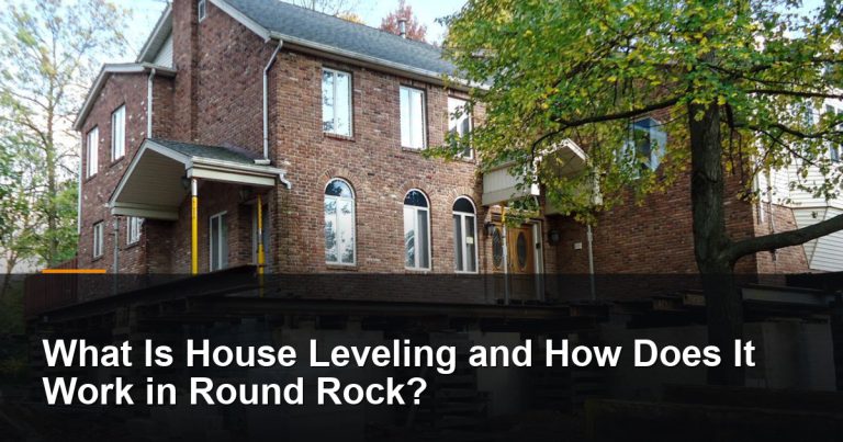 House raised on steel I-beams and cinder-block cribbing — Round Rock, TX foundation repair